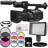 Panasonic AG-UX180 4K Premium Professional Camcorder 8PC Accessory Bundle – Includes 64GB SD Memory Card + 3 Piece Filter Kit (UV + CPL + FLD) + MORE