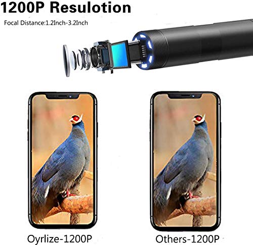 Inspection Camera Endoscope,Wireless Endoscope WiFi Inspection Camera 1200P HD Borescope Waterproof IP68 Snake Pipe Camera with 8 Led & 5M(16.4ft) Semi-Rigid Cable for iOS Android iPhone Windows Mac