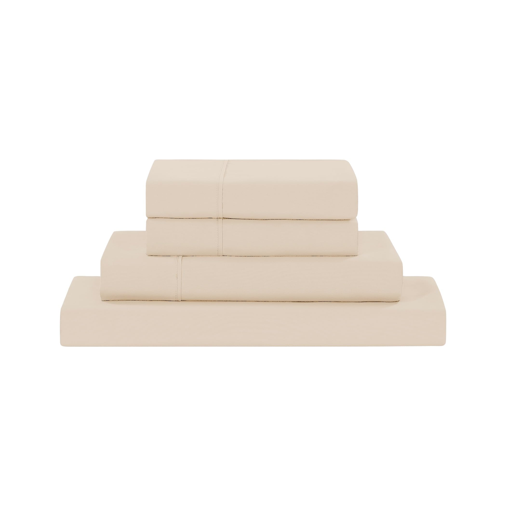 Modern Threads Soft Microfiber Solid Sheets - Luxurious Microfiber Bed Sheets - Includes Flat Sheet, Fitted Sheet with Deep Pockets, & Pillowcases Egg Shell King Image