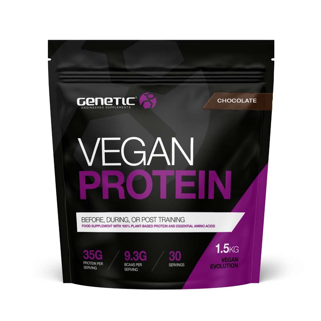 Genetic Supplements Vegan Protein Powder - Protein Powder, Vegan Supplement, Pre-Workout, Vegan Chocolate Protein, BCAAs, 30 Servings, 1.5kg Pouch