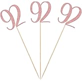 Rose Gold 92nd Glitter Birthday Centerpiece Sticks, 12-Pack Number 92 Table Topper Anniversary Party Decorations