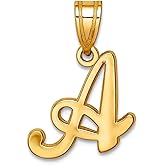 JewelryWeb 14k Yellow Gold Solid Polished back A Script Letter Name Personalized Monogram Initial Pendant Necklace 13.83x12.04mm Wide Pendant for Women