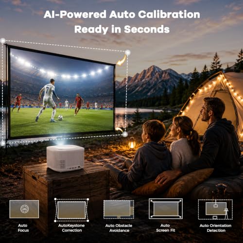 ONOAYO Outdoor-Projector-4K with 60W Dolby Audio and Official Apps, White | 3500 Bright, AI Auto Focus, Smart-Projector with WiFi and Bluetooth, ONO5Pro 2.0 Movie Projector for Indoor/Outdoor, 2026New