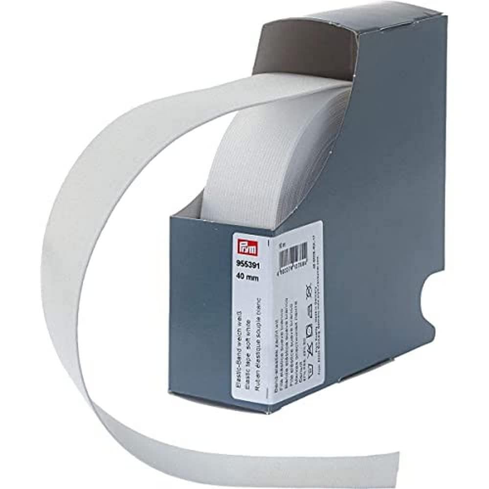 Prym Elastic Band Soft 40 mm White, 57% Polyester, 43% ED