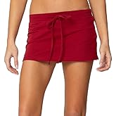 NUFIWI Women Y2k Tie Waist Mini Skirts Mid Waist Bodycon Micro Skorts Stretchy Side Slit Pencil Short Skirt with Shorts