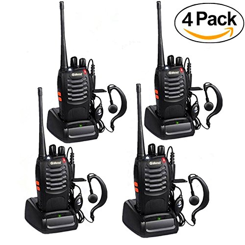Rechargeable Walkie Talkies for Kids & Adults Amerteur Two Way Radios Galwad 888S 16CH Signal Band UHF 400-470 MHz Long Range Radios Headset Built in LED Torch Hiking Hunting (4 Pack of Radios)