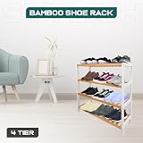 1ABOVE Bamboo Shoe Rack Plant Rack 4 Tier White Natural view 5