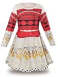 JerrisApparel Princess Moana Long Sleeve Costume Party Dress Up for Girls (4-5, Multicolored)