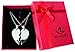 beautifly Handmade Pendant Necklaces with a 16-inch Chain in Silver Color Unique Premier Designs Vintage, Modern or Classic Styles (Two Pieces Heart) (no Letters)