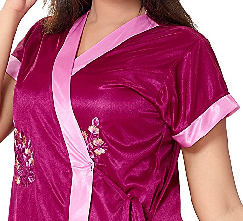 fashigo women's 2 piece satin nighty (free size)