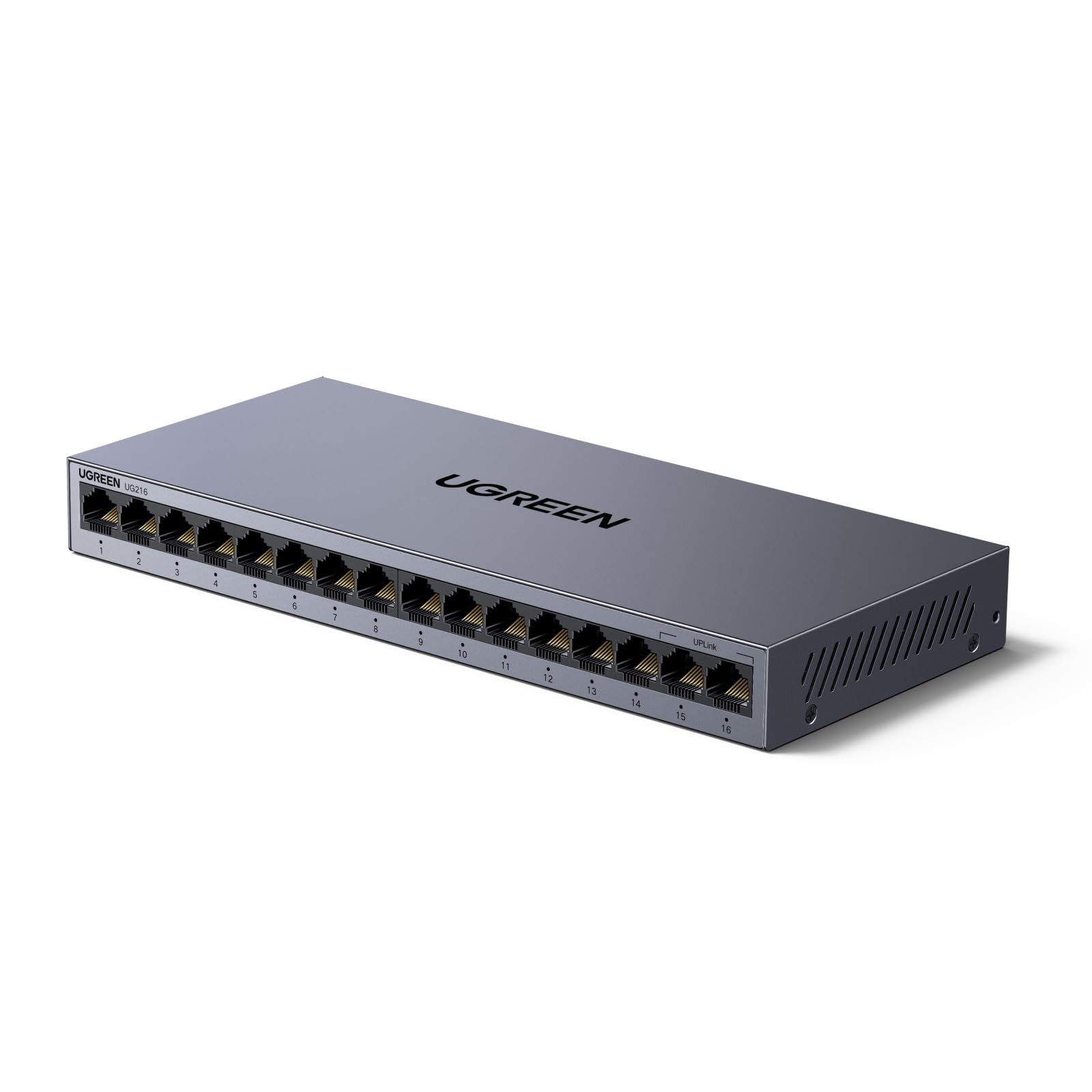 UGREEN スイッチングハブ 16ポート ギガビット LANハブ 1000Mbps 壁掛け対応 プラグ&プレイ 金属筐体 PSE認証取得 ACアダプター