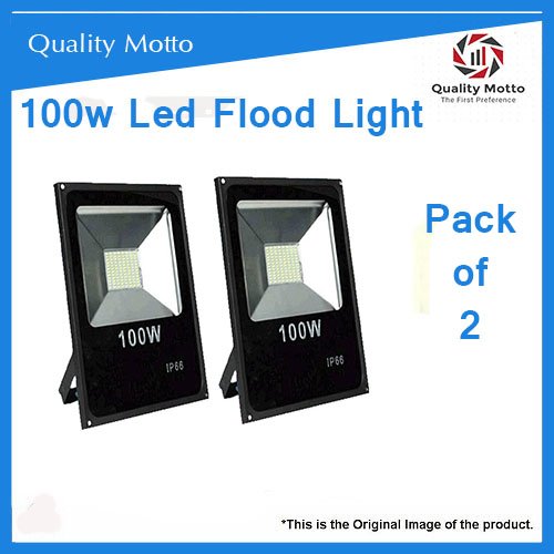 Quality Motto 100 Watt Ultra Thin IP66 LED Flood Outdoor Light (White, Pack of 2)