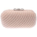 Fawziya Butterfuly Clasp Different Size Pearls Beaded Party Clutch Women Handbag
