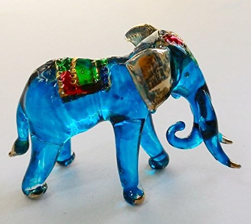 Handmade Animal Figurine Art Glass Blown Beautiful Blue Elephant Best Gift Figurine Collection