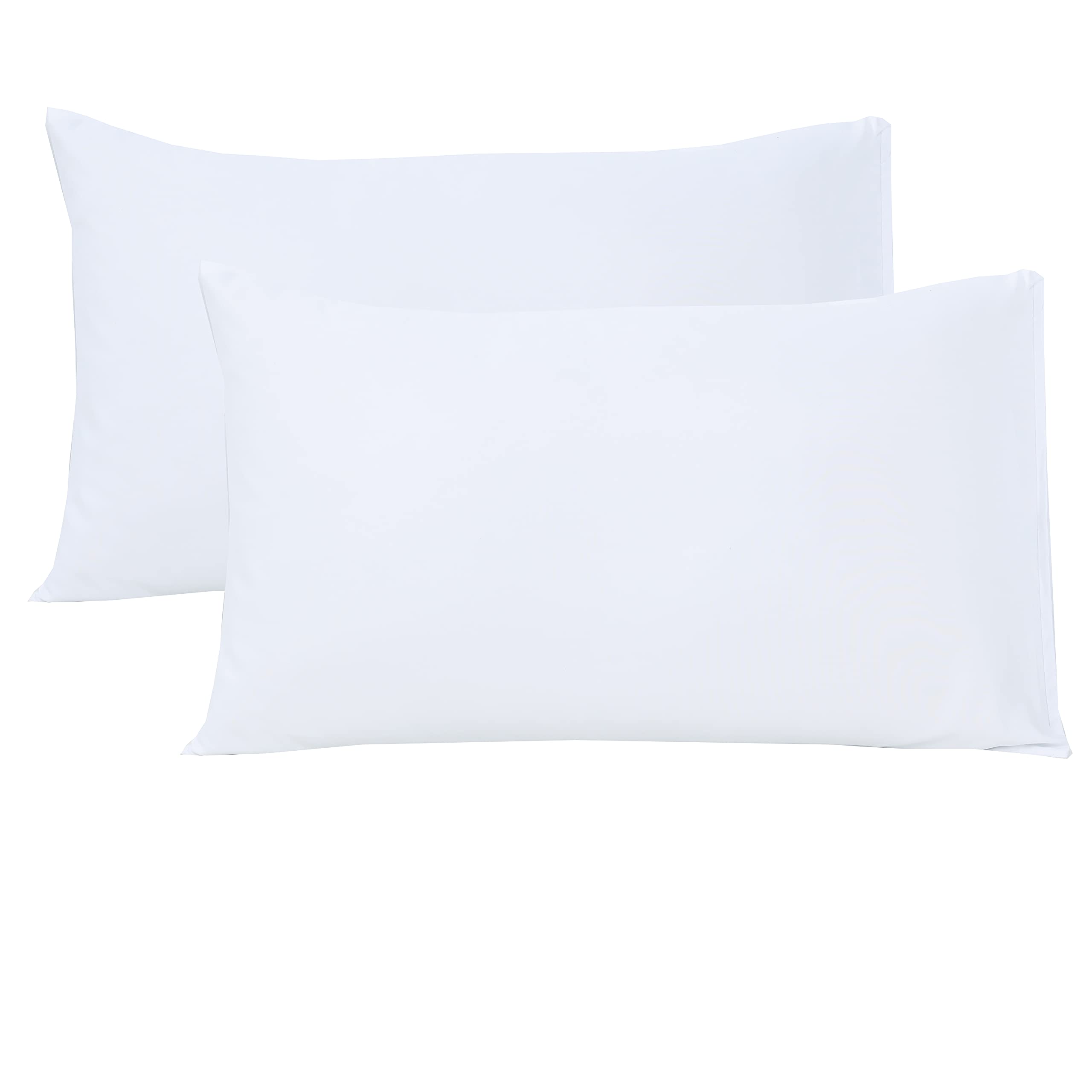 Linen Home White Pillowcases 2 Pack, Easy Care Soft Brushed Microfibre Standard Pillow cases 50x75 cm, Wrinkle and Fade Resistance (Pillowcases 2 Pack, White)