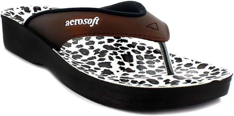 Aerosoft Flip Flops for Women, Arch Supportive Slides, Lightweight Waterproof Leopard Thong Sandals