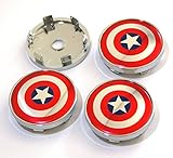 BENZEE 4pcs W254 60mm Car Emblem Badge Sticker Wheel Hub Caps Centre Cover Shield Captain America Steve Rogers