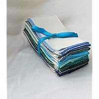 1 Ply Organic Cotton Paperless Towels 11x12 Inches 10 Pack in Assorted Blues and Greens