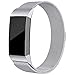 Maledan Metal Replacement Bands Compatible for Fitbit Charge 3 and Charge 3 SE, Milanese Loop Accessories Stainless Steel Mesh Magnetic Band with Unique Magnet Lock for Charge 3, Silver, Small