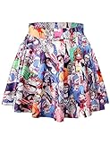 Ninimour Womens 3D Print Basic Versatile Strechy Flared Skater Skirt