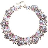 Crystal Rhinestone Statement Necklace, Vintage Chunky Chain Choker Collar Bib Statement Necklace Fashion Costume Jewelry Necklaces for Women