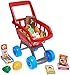 deAO Cash Register Electronic Calculator and Shopping Cart Playset Supermarket Accessories Play Food and Play Money Included