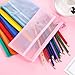 Bememo 14 Pieces 7 Colors Waterproof Zipper Pouch Pen Pencil Pouch Plastic Double Layer File Bag