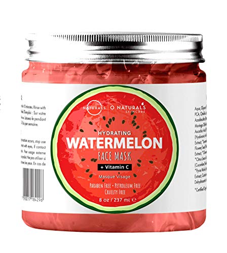O Naturals Hydrating Watermelon & Vitamin C Gel Face Mask. Nourishing, Moisturizing & Toning. Great for Combination Skin, w/Hyaluronic Acid Rich in Vitamins A & C & B6. Anti-Aging, Antioxidants. 8 Oz