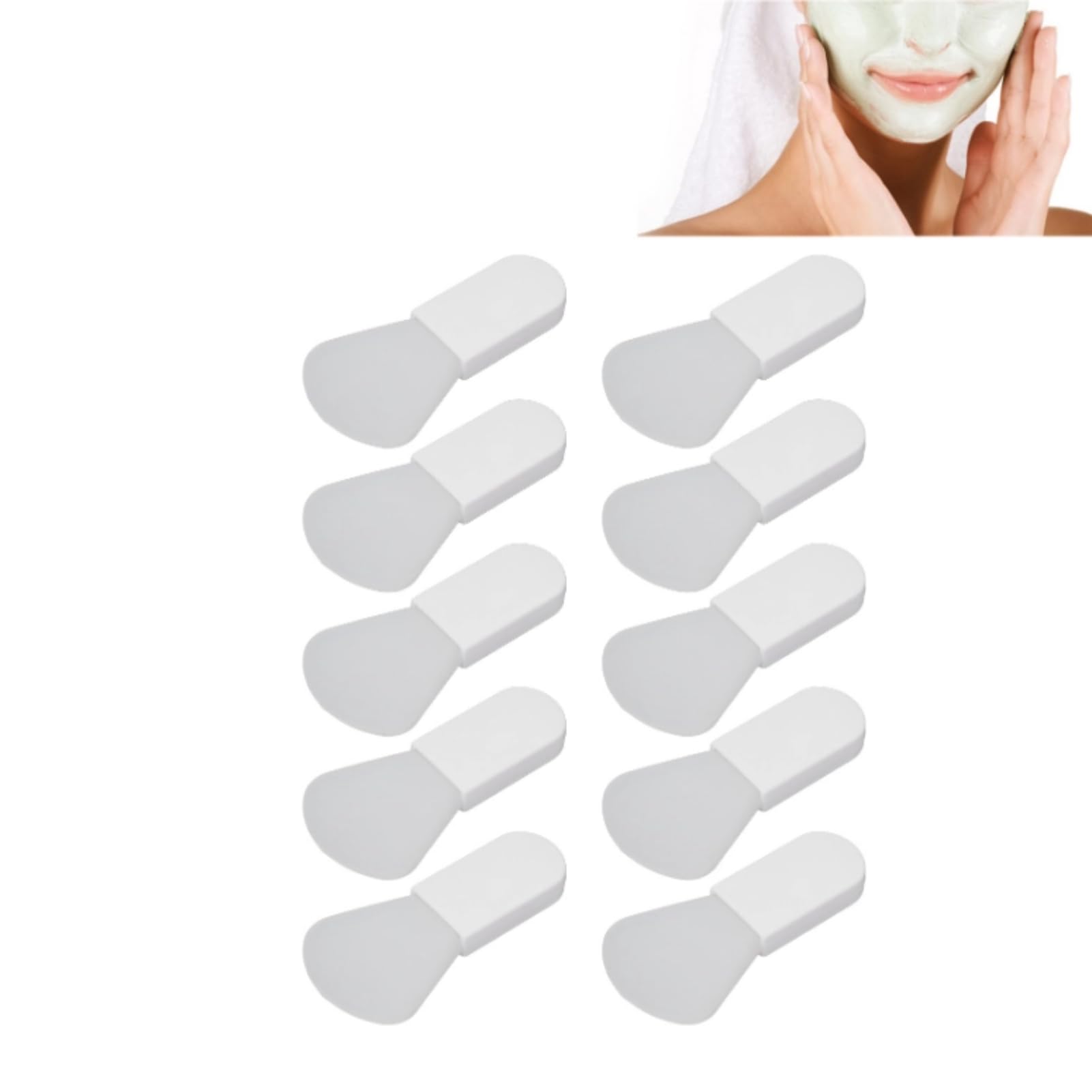 10Pcs Silicone Mask Brush Mini Makeup Brushes Cosmetic Tools with Clear Plastic Handle Face Mask Applicator, Soft Silicone Facial Mask Brush for Mud, Clay, Charcoal Mixed Mask and Body(Fan Brush)