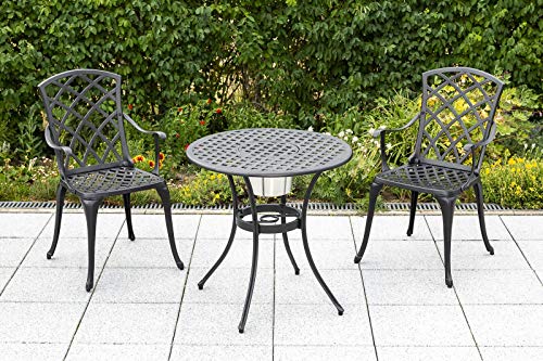 Bistroset Gartenset Gartenmöbel Gartengarnitur 3-teilig Alu Metall Grau – Bild 3