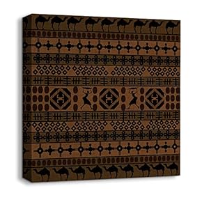 Canvas Wall Art African Culture Pattern Painting Artwork for Home Prints Framed - 12x12 inches