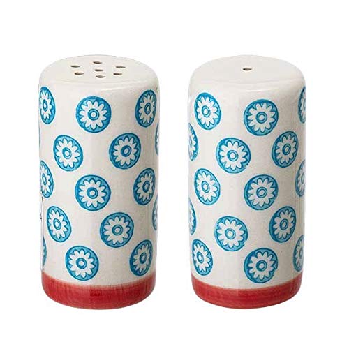 Bloomingville Ceramic small Salt and Pepper Shakers Emma - colorful Dia 1.5'' H 2.75'', Stoneware, blue