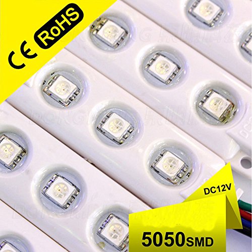 VIPMOON 100pcs/300LED RGB 5050 Injection Module Lights Waterproof Colorful Outdoor StoreFront Signage Lighting