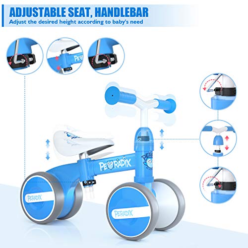Peradix Bicicleta Sin Pedales para Niños y Niñas,Bici Sin Pedales de Manillar y Sillín Ajustables para Niño 1-3 Año Juguetes Equilibrio Triciclos Bebes