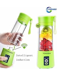 TOWABO USB Juicer Cup, Fruit Mixing Machine, Portable Personal Size Eletric Rechargeable Mixer, Blender, Water Bottle 380ml with USB Charger Cable Portable Juice Blender and Mixer