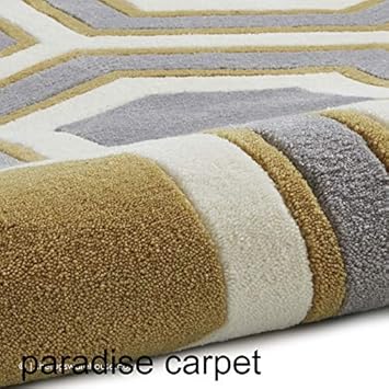 Paradise Carpet Creation Embossed Carved Handmade Tuffted Pure Woollen Thick Geometrical Carpet for Living Room Bedroom Hall Size 12 x 15 feet (360X450 cm) Multi