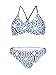 Blooming Jelly Women's Racerback Print String Bikini Swimsuit Bathing Suit Blue Medium