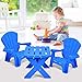 Costzon Kids Table and Chair Set, Outdoor Toddler Activity Table and Adirondack Chairs for Picnic, Garden, Patio, Backyard & Beach, Kids Outdoor Table and Chair Set (Blue)