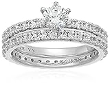 Platinum-Plated Sterling Silver Round Ring Set made