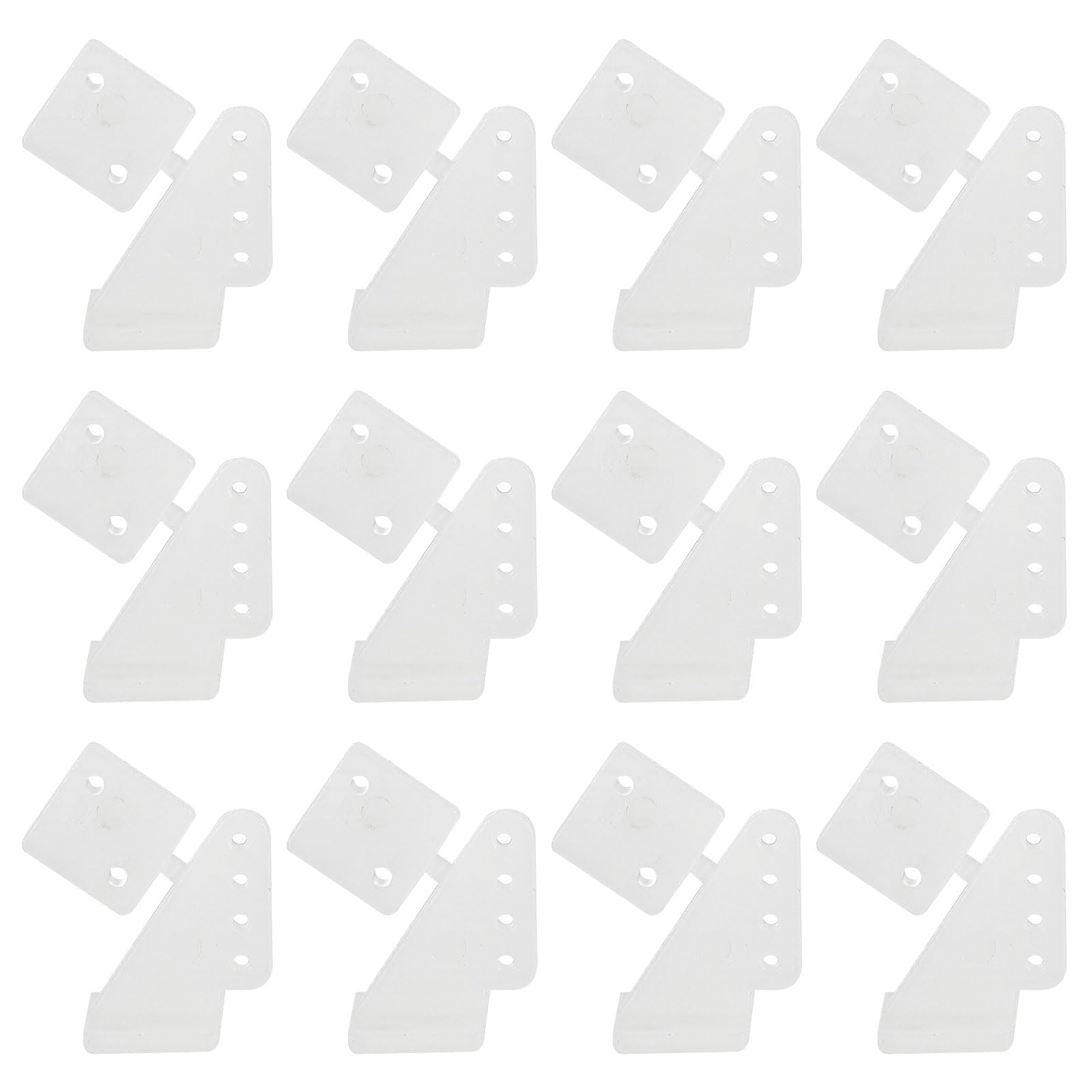 sourcing map 12Pcs Plastic Control Horns, 4 Hole Adjustment Needle Control Horn Rudder Angle for RC Airplane KT DIY Model Plane Parts Accessories, White