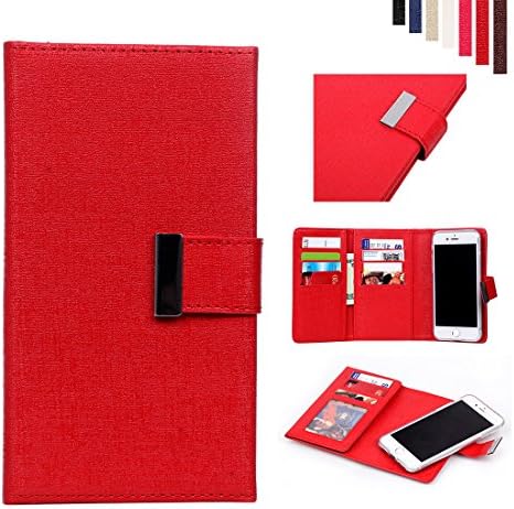 iPhone 8/7 Wallet Case, Magnetic Detachable Large Storage Tripky Premium PU Leather Slim Folio Case Cover Holder for Apple iPhone 8/7 with [Kick Stand] [12 Card Slots] (Red)