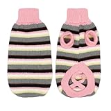 Pet Dog Sweater Knitted Coat Clothes Warm Turtleneck Striped Pink XS