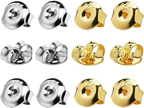 DELECOE 14K Gold Plated Earring Backs Replacements, 925 Sterling
