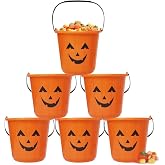 Zcaukya Halloween Pumpkin Trick Treat Bucket, 6 Pack | Halloween Pumpkin Candy Bucket, Portable, Plastic Candy Pumpkin Pails