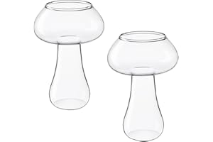 OATIPHO 2pcs Mushroom-Shaped Glass Tumblers Layered Drink Cups for Juice Cocktail Bar Use Home Entertaining