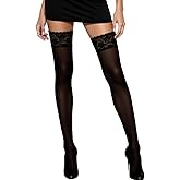 Mila Marutti Opaque Thigh High Stockings for Women | Lace Top Thigh High Tights | Pantyhose Nylons - Made in EU