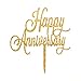 LVEUD Gold Glitter Acrylic Happy Anniversary Birthday Cake Topper for - Wedding,Birthday Party Decoration