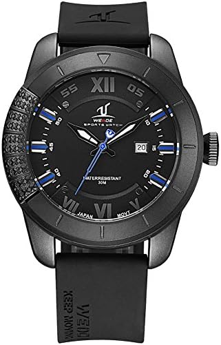 VOEONS Men's Black Silicone Classic Sport Watch Waterproof Analog Quartz Rubber Wrist Watches for Men with Calendar