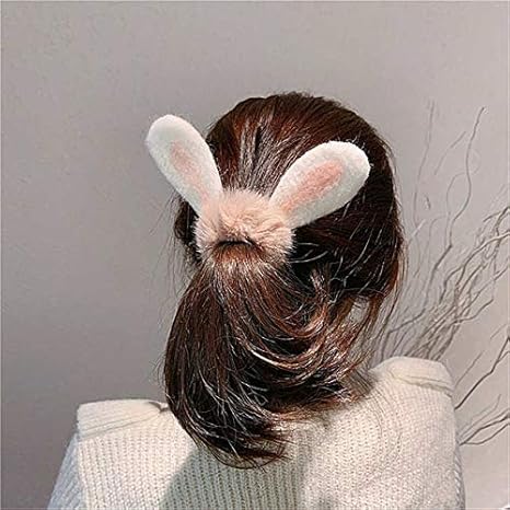 Amazon Co Jp ヘアロープ ぬいぐるみかわいい髪のリングウサギの耳ヘッドロープカエル髪のホルスターヘアアクセサリー女性女の子漫画髪の指輪 时尚配饰 Color White ホーム キッチン