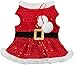 Friends Forever Santa Coat Cozy Sequin Vest Winter Jacket Sweater Hoodie Furry Collar Red Harness Pet Puppy Dog Christmas Clothes Costume Outwear Apparel Cat (Medium)